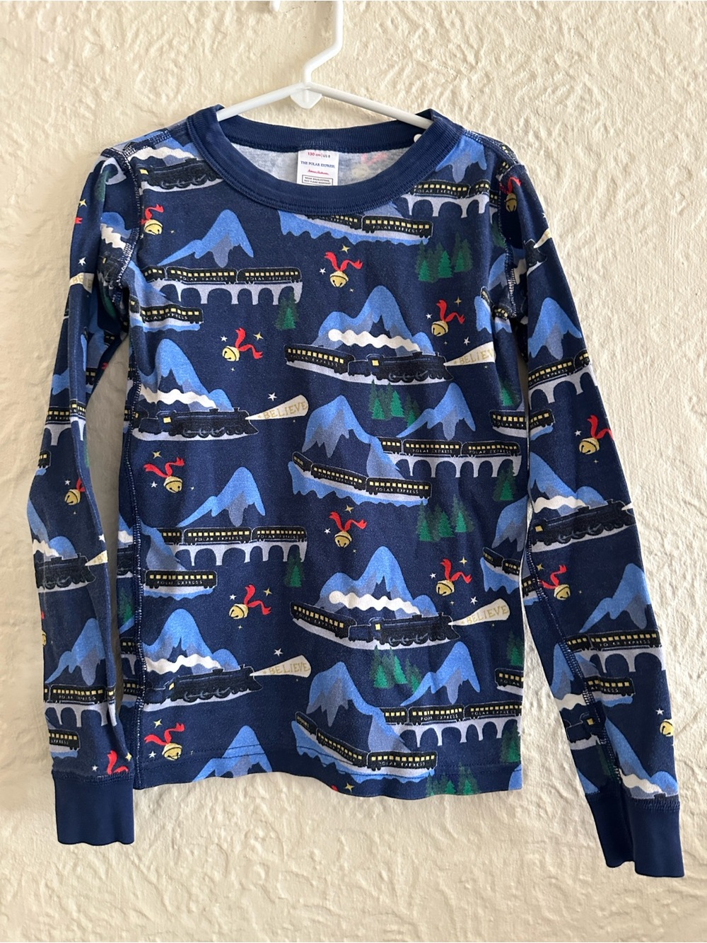 Hanna Andersson the Polar Express Blue Believe Christmas Train Long John Top Kid